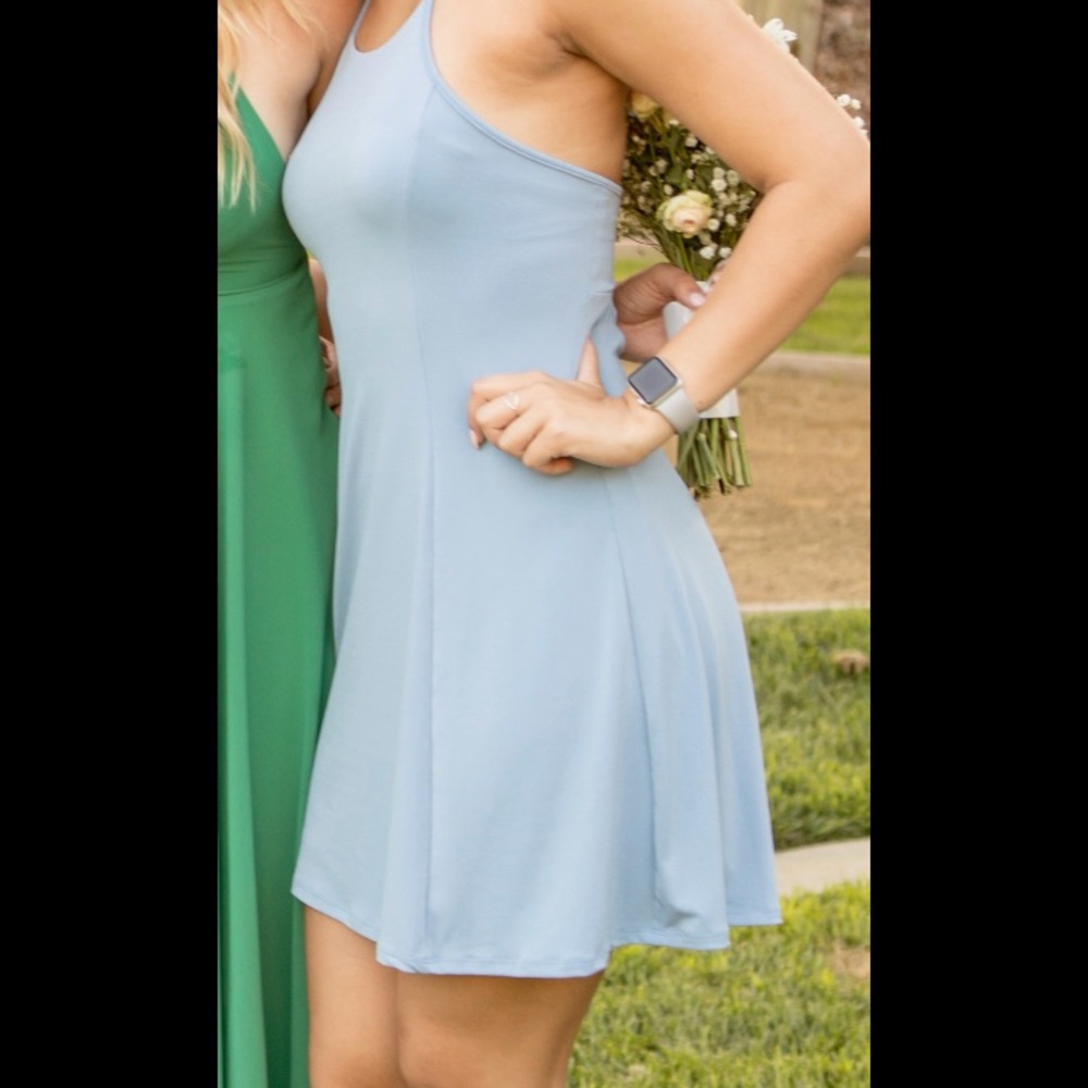 Light blue high neck dress
